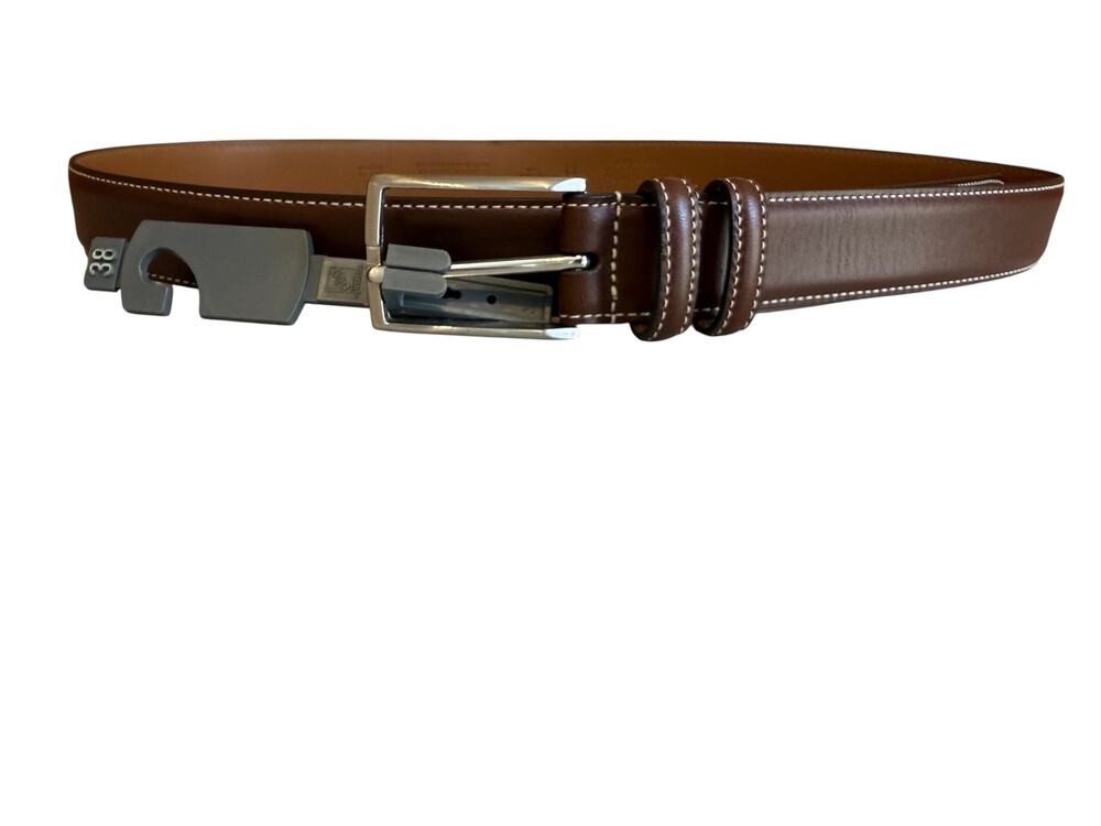 Nordstrom Mens Brown Contrast Stitch Leather Belt 38